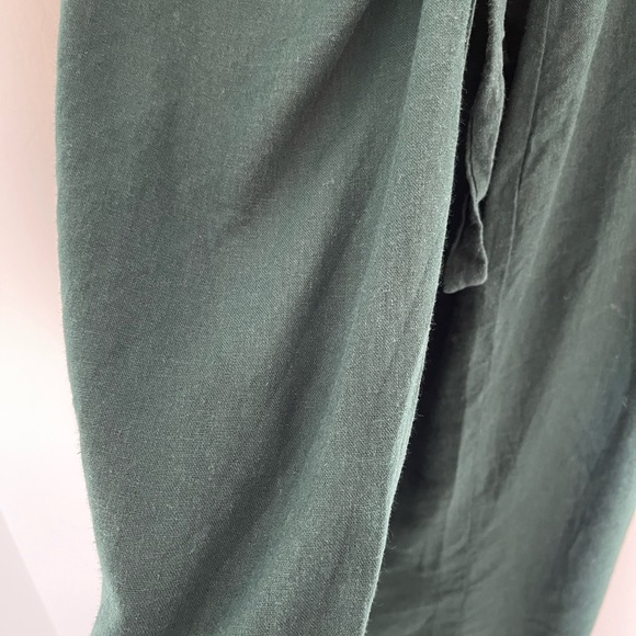 Asos midi Linen/Viscose forest green wrap skirt - Picture 4 of 7